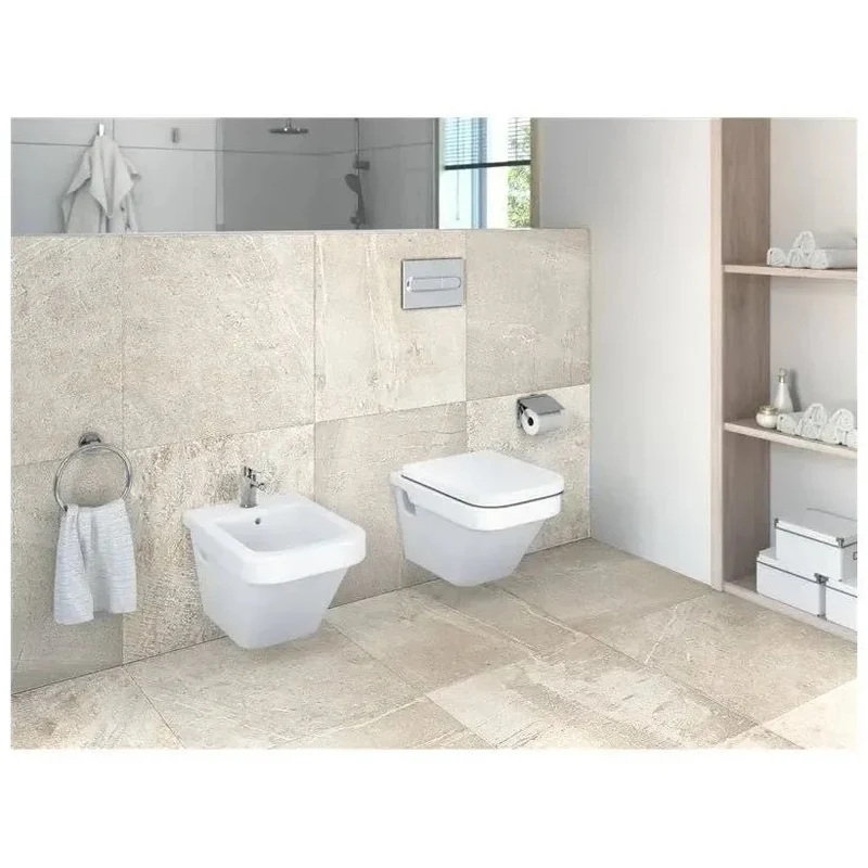 Roca Dama Basic – Pack de Inodoro Suspendido con Bastidor y Placa, Salida Horizontal, Blanco