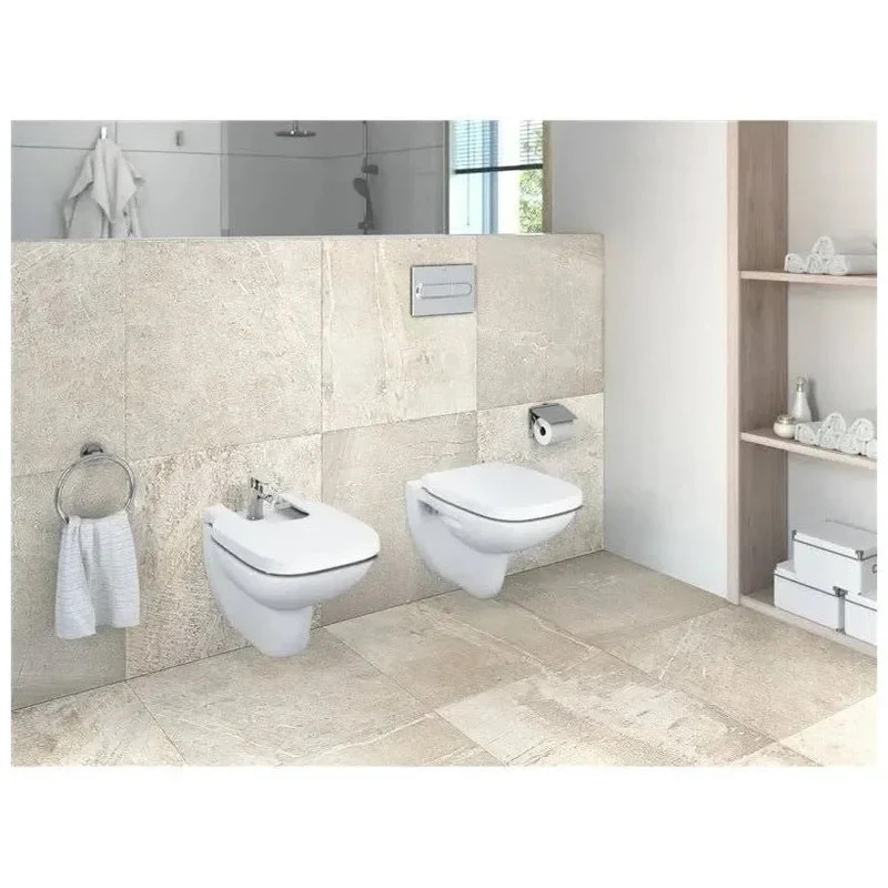 Roca Debba Duplo – Pack de Inodoro Suspendido con Bastidor y Placa, Salida Horizontal, Blanco