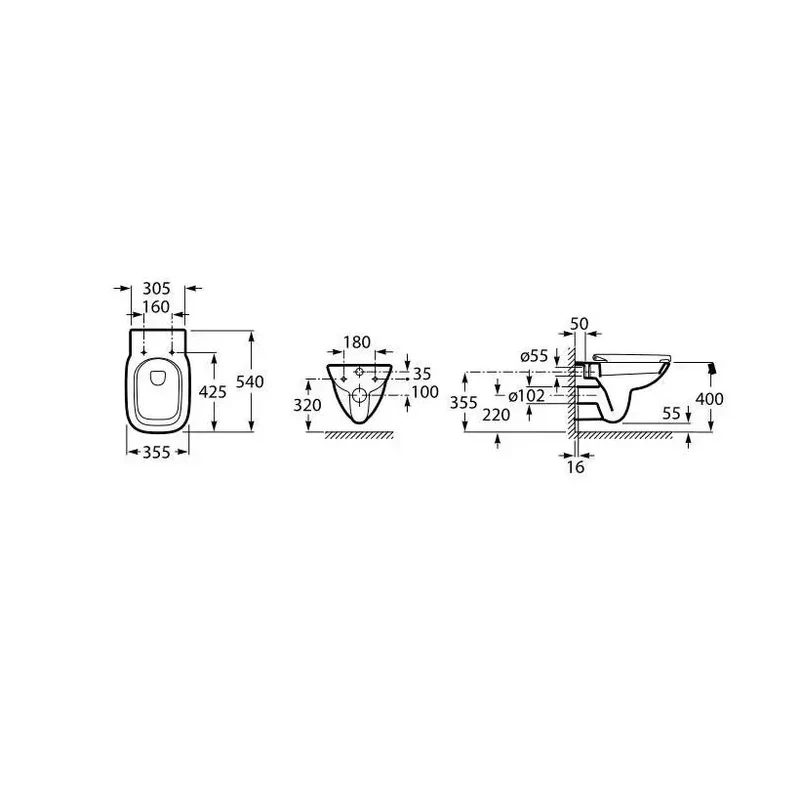 Roca Debba Duplo – Pack de Inodoro Suspendido con Bastidor y Placa, Salida Horizontal, Blanco