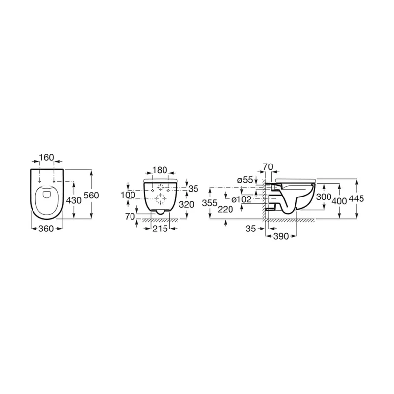Pack inodoro Rimless suspendido con placa pulsadora y cisterna empotrada Meridian Duplo ROCA
