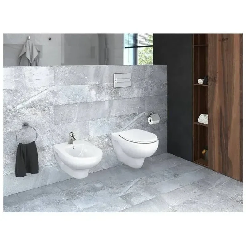 Roca Victoria Duplo – Pack de Inodoro Suspendido con Bastidor y Placa, Salida Horizontal, Blanco