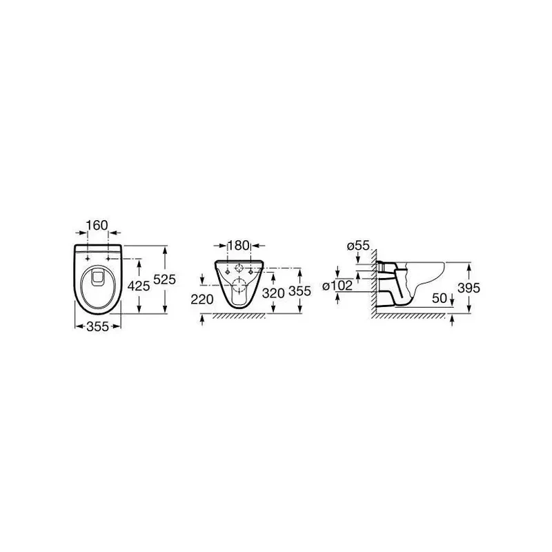 Roca Victoria Duplo – Pack de Inodoro Suspendido con Bastidor y Placa, Salida Horizontal, Blanco