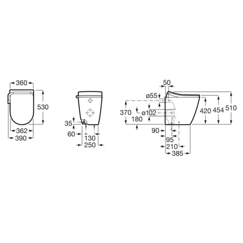 Roca Ona A803153S01 – Inodoro de Suelo con Cisterna Empotrada, Salida Dual, Blanco
