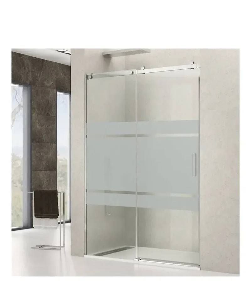 Mampara de Ducha Corredera ROTARY GME 2 Hojas Vidrio Templado 6mm Serigrafiado EnduroShield Ajustable 95-180cm