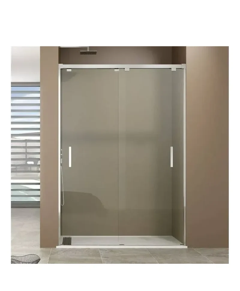 Mampara de Ducha Angular 2 Hojas Correderas BYPASS GME – Vidrio Templado 6mm con EnduroShield, Ancho 108-158cm, Aluminio Plata