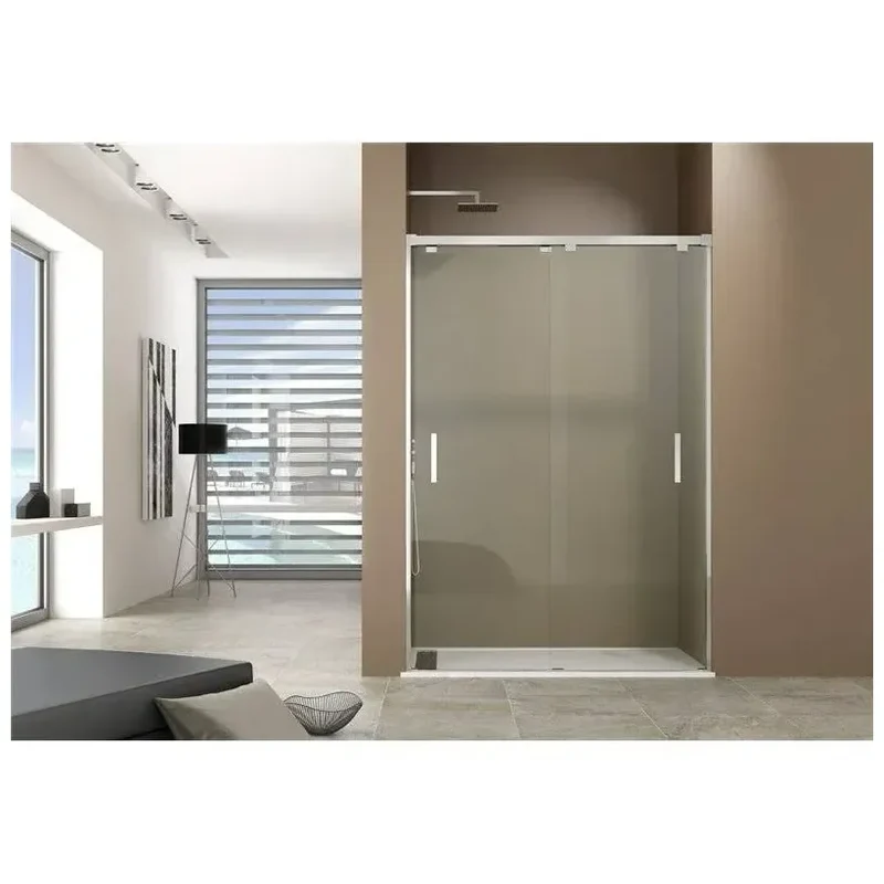 Mampara de Ducha Angular 2 Hojas Correderas BYPASS GME – Vidrio Templado 6mm con EnduroShield, Ancho 108-158cm, Aluminio Plata