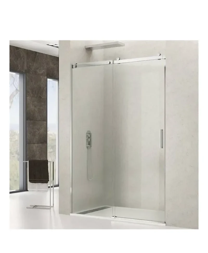 Mampara Frontal 1 Corredera ROTARY GME Acero Inoxidable Vidrio Templado 6mm Ajustable 95-180cm