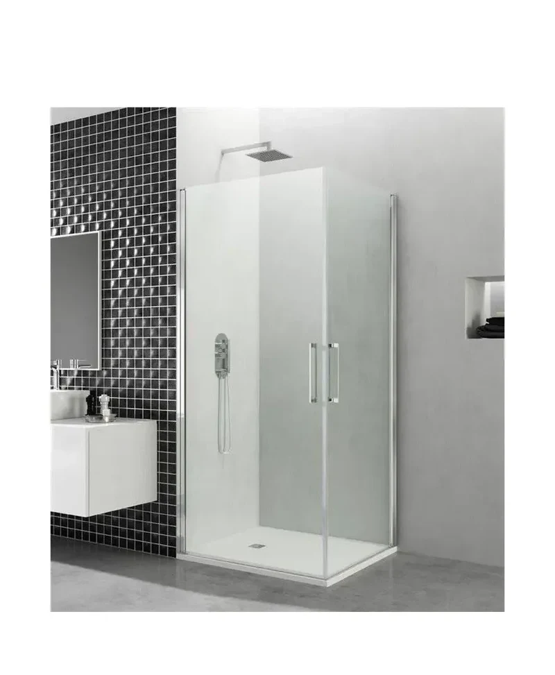 Mampara Angular de Ducha OPEN GME 2 Hojas Abatibles Vidrio Templado 6mm A Medida