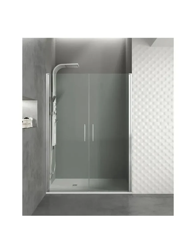 Mampara Frontal de Ducha Abatible OPEN GME – Vidrio Templado 6mm, 2 Hojas, A Medida, 79-172 cm, Aluminio Plata, EnduroShield