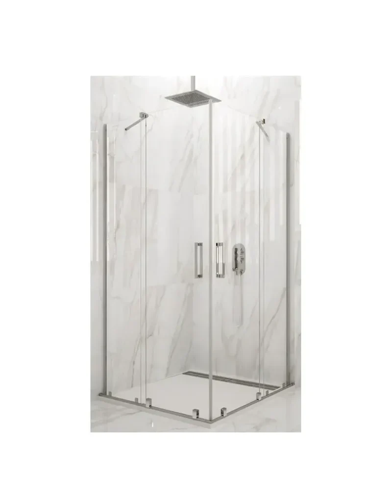 Mampara de Ducha Angular VITRO GME 2 Correderas y 2 Fijas - Vidrio Templado 6mm, Reversible, Antical (70-140cm)