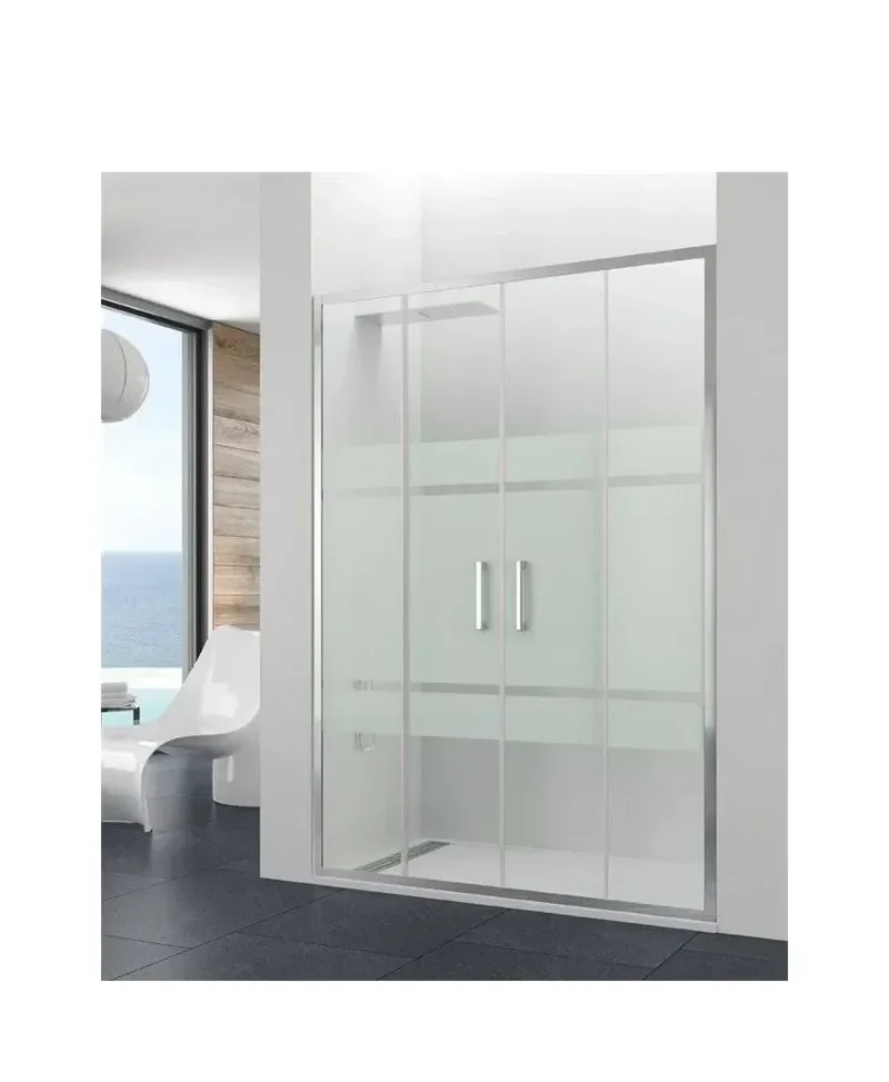 Mampara Frontal Corredera PRESTIGE GME 4 Hojas Vidrio Templado 8mm+6mm Ajustable 136-192cm