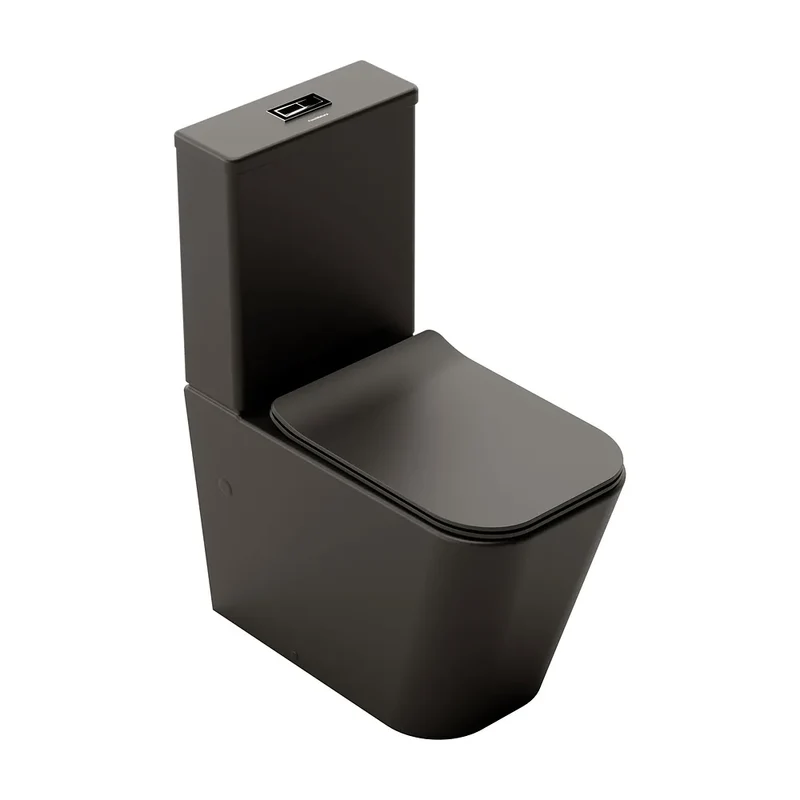 Inodoro Completo de Suelo Florencia Fossil Natura Negro Mate