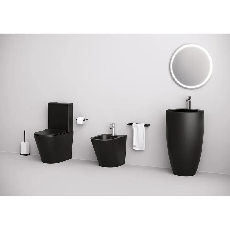 Inodoro Completo de Suelo Bolonia Fossil Natura Negro Mate
