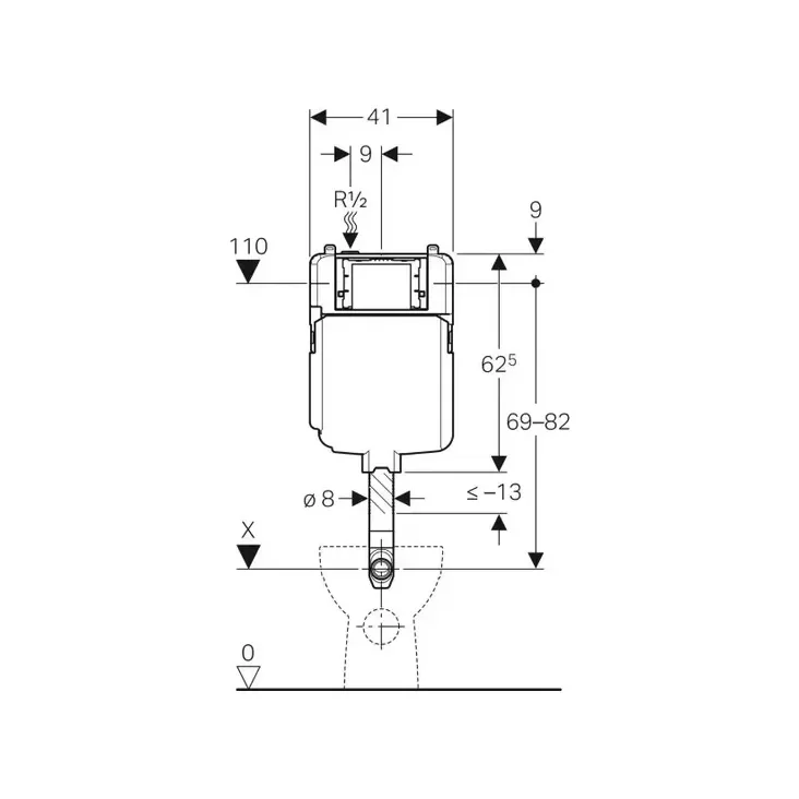 Geberit Sigma 8 cm Cisterna empotrada de uso indicado para inodoros a suelo de color Blanco Alpino 109790001