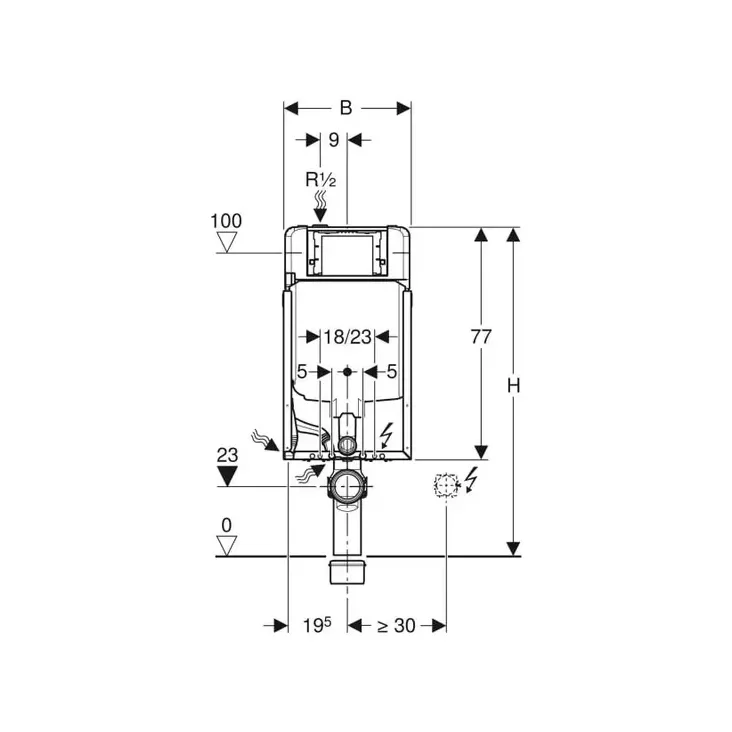 Geberit Kombifix cisterna empotrada para cualquier inodoro suspendido Sigma 8 cm 110793001 Geberit