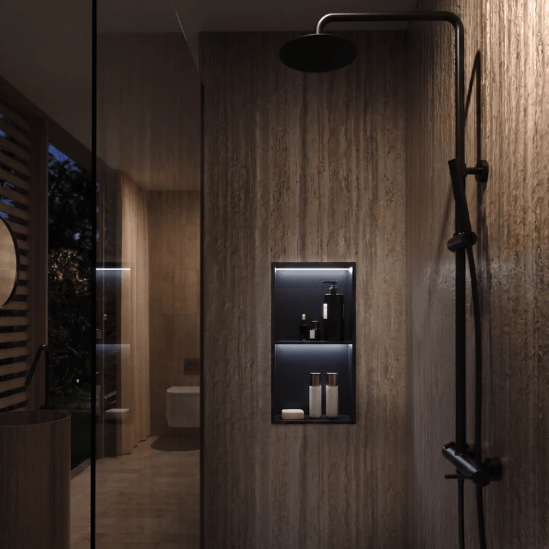 Hornacina de ducha MARSHALL con LED negro