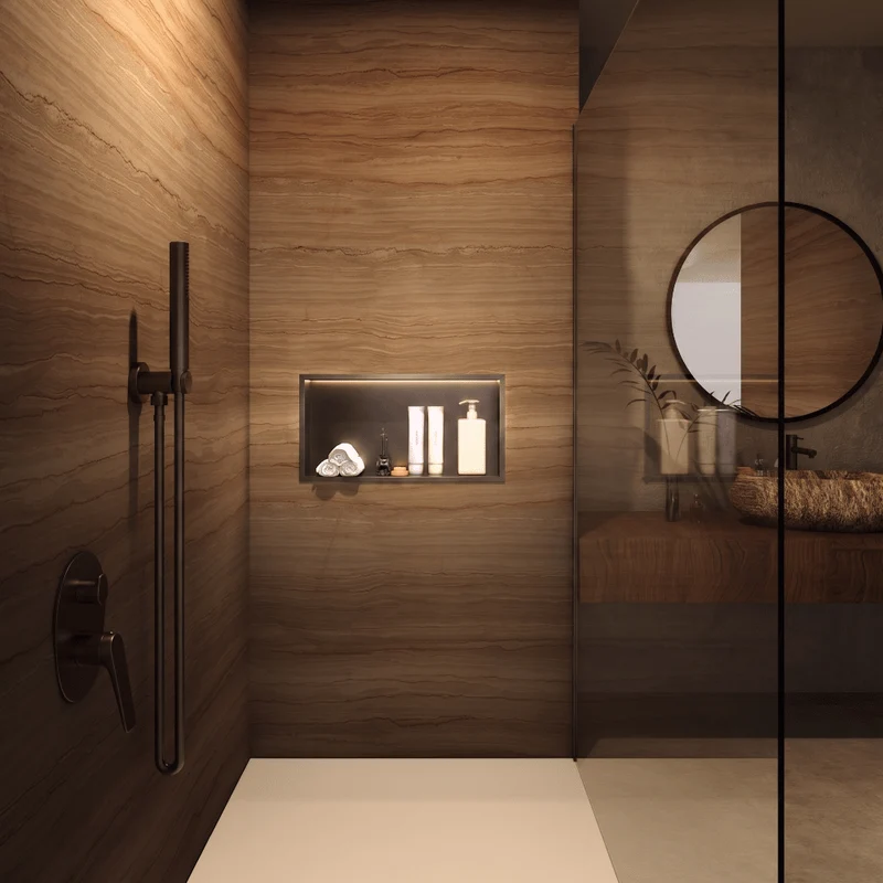 Hornacina de ducha OCEANIC con LED black gun metal