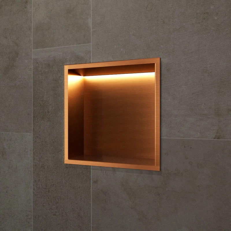 Hornacina de ducha INDIC con LED oro rosa cepillado