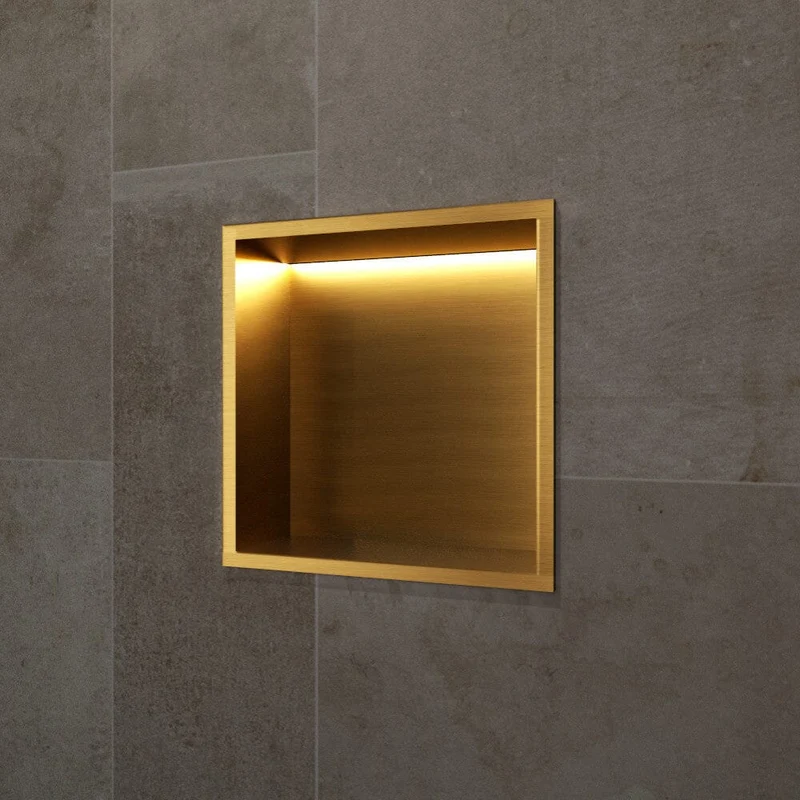 Hornacina de ducha INDIC con LED oro cepillado
