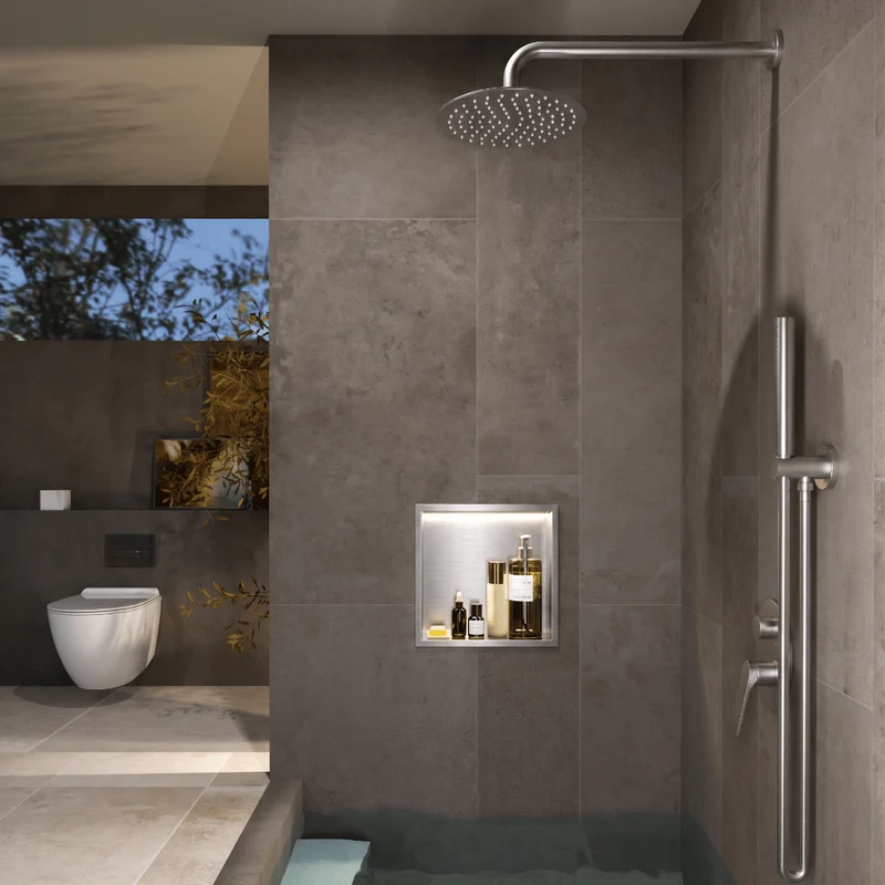 Hornacina de ducha INDIC con LED cromo cepillado
