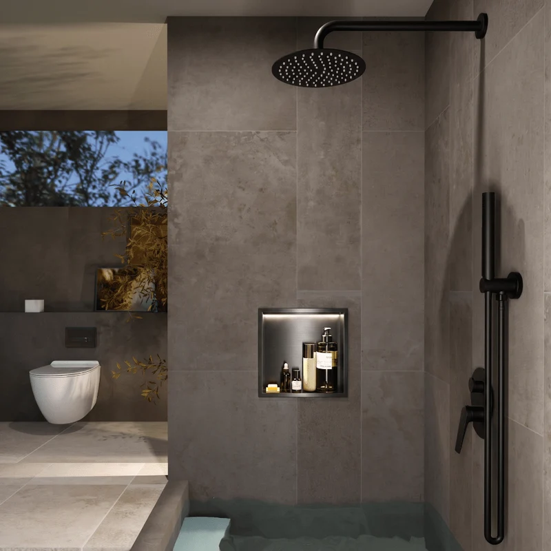 Hornacina de ducha INDIC con LED black gun metal