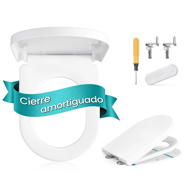 Tapa de inodoro universal con cierre suave y asa desmontable