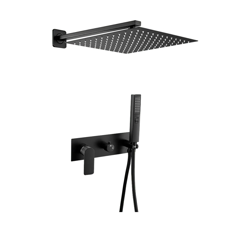 Conjunto de ducha monomando empotrada a pared SALICE negro