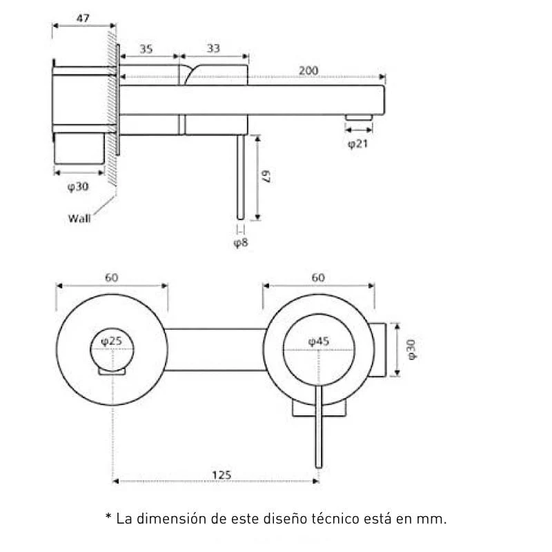 Grifo monomando lavabo empotrado KAVALA dorado cepillado