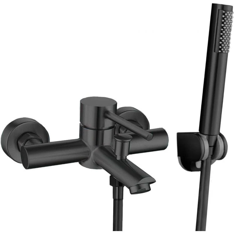 Conjunto grifo bañera con ducha monomando CHACAO negro mate