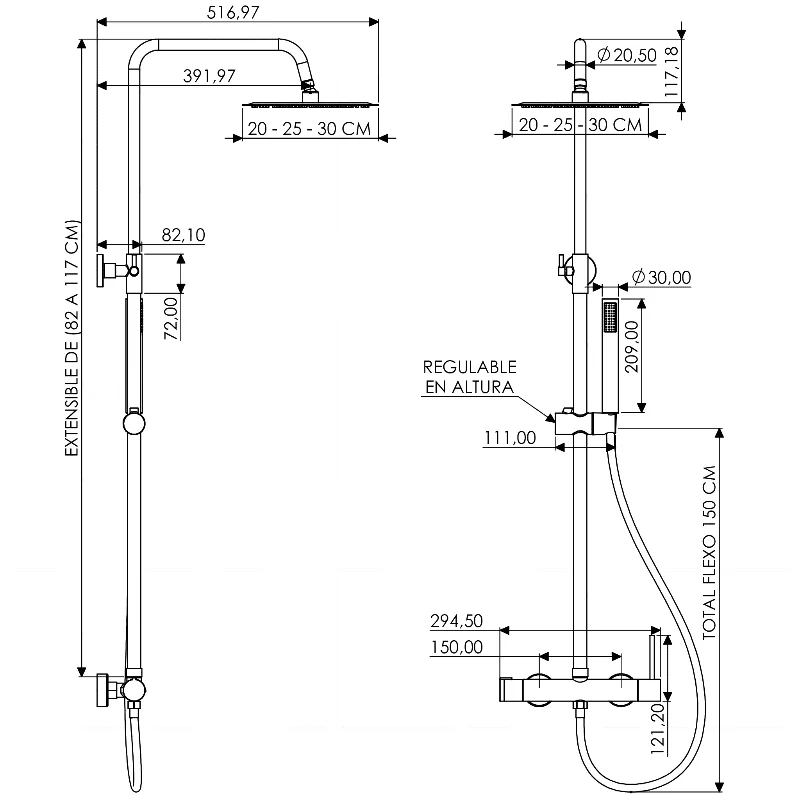 Columna de ducha PALANCIA dorado cepillado