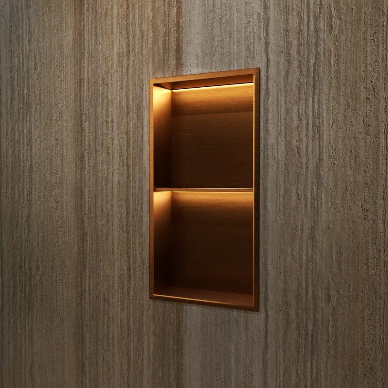 Hornacina de ducha MARSHALL con LED oro rosa cepillado
