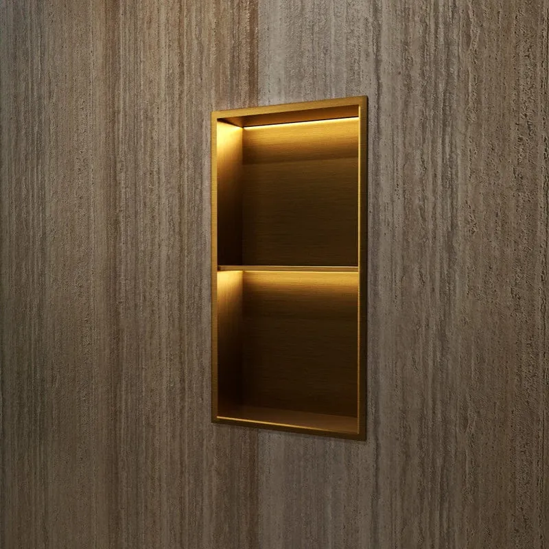 Hornacina de ducha MARSHALL con LED oro cepillado