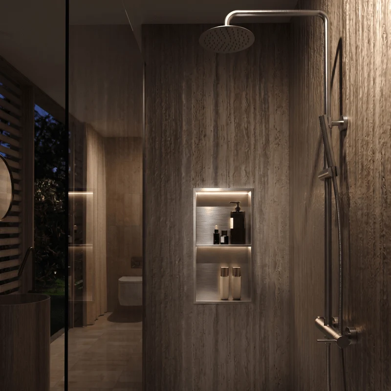 Hornacina de ducha MARSHALL con LED cromo cepillado