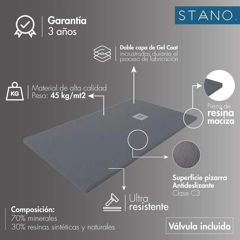 Plato de ducha resina MADISON negro
