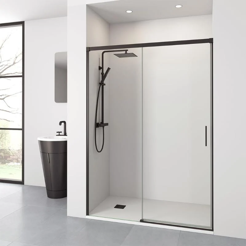 Mampara de ducha frontal + Puerta Corredera MUSE negro