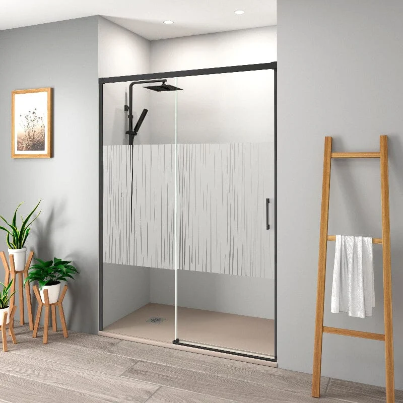 Mampara de ducha frontal + Puerta Corredera MUSE negro