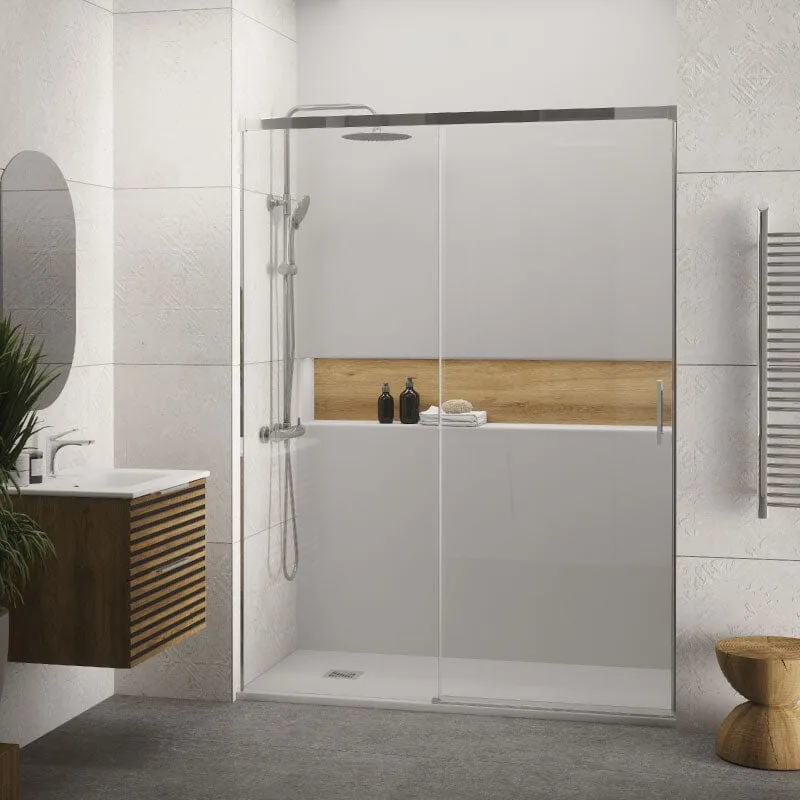 Mampara de ducha frontal + Puerta Corredera MUSE Cromado