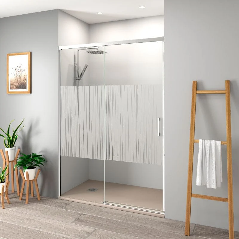 Mampara de ducha frontal + Puerta Corredera MUSE Cromado