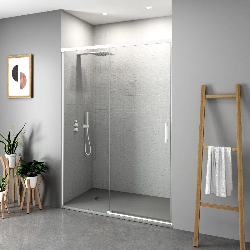 Mampara de ducha frontal + Puerta Corredera MUSE blanco