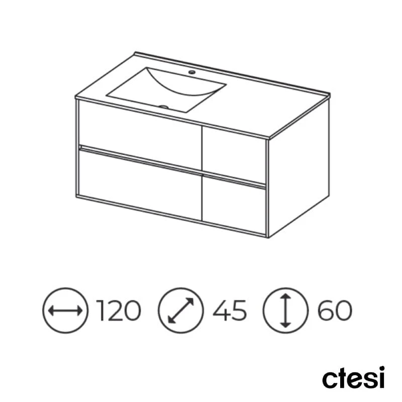 Mueble de Lavabo suspendido TUELA - 120 cm de ancho