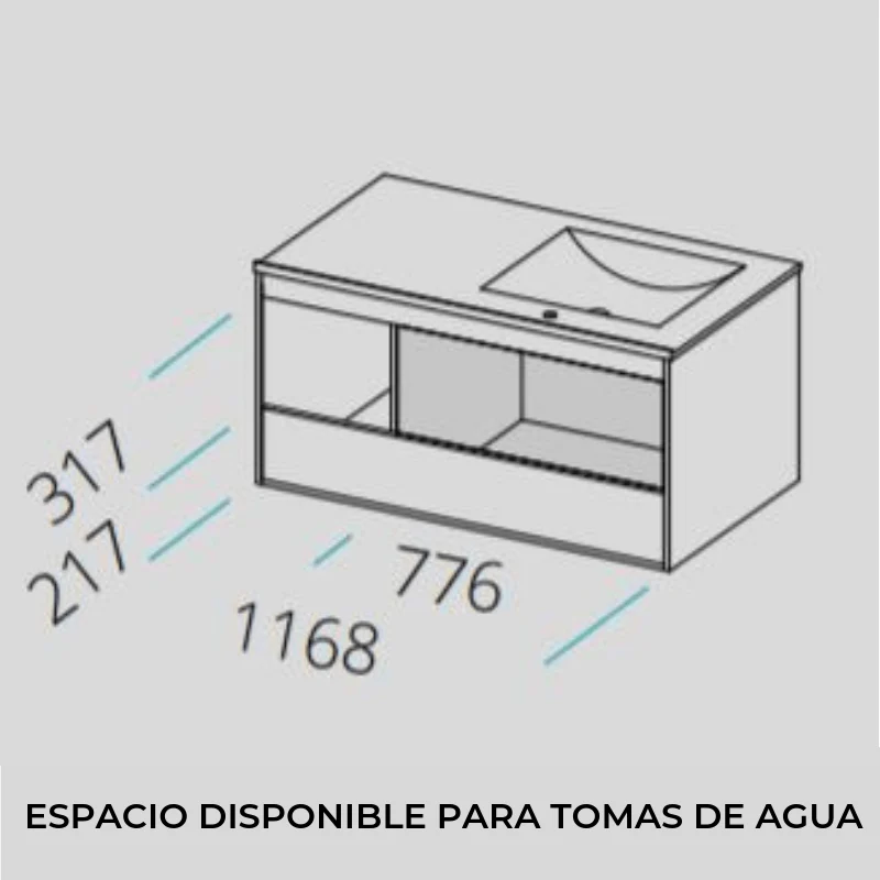 Mueble de Lavabo suspendido TUELA - 120 cm de ancho