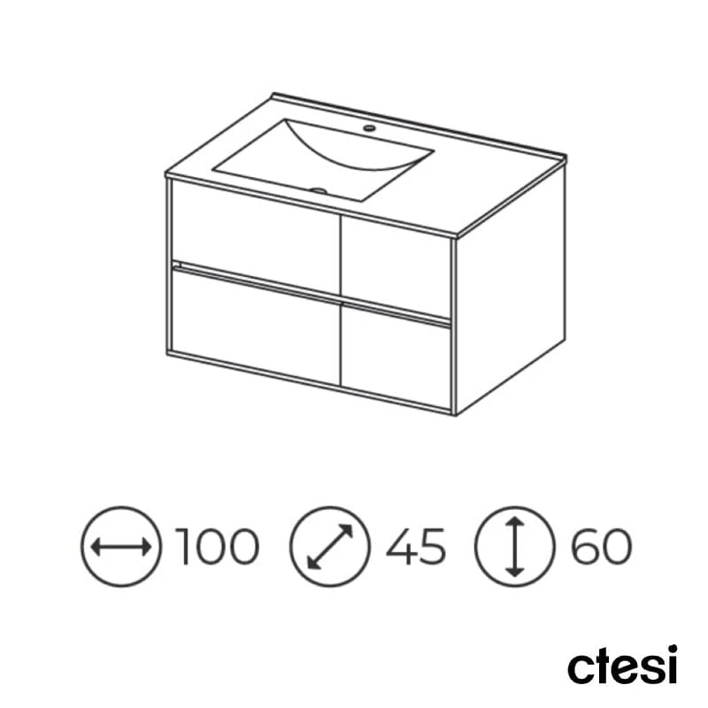 Mueble de Lavabo suspendido TUELA - 100 cm de ancho