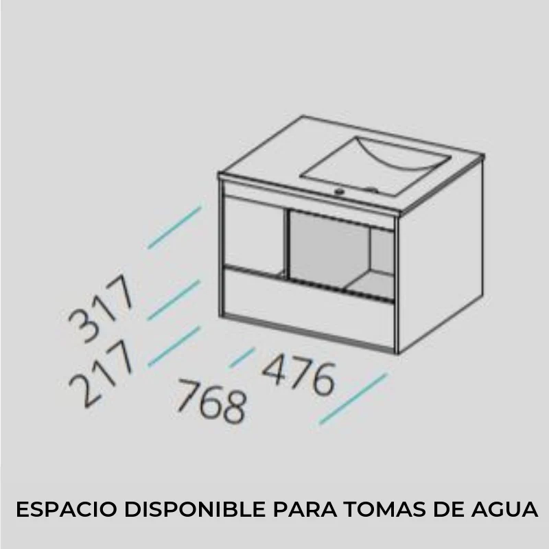 Mueble de Lavabo suspendido TUELA - 80 cm de ancho