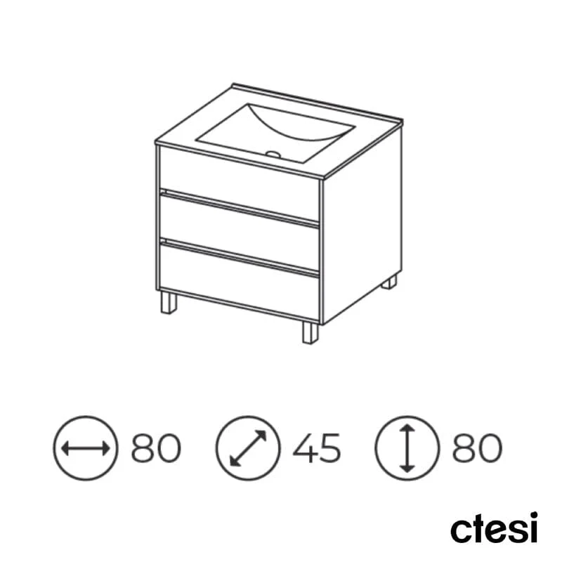Mueble de Lavabo con Patas ALCOA - 80 cm de ancho