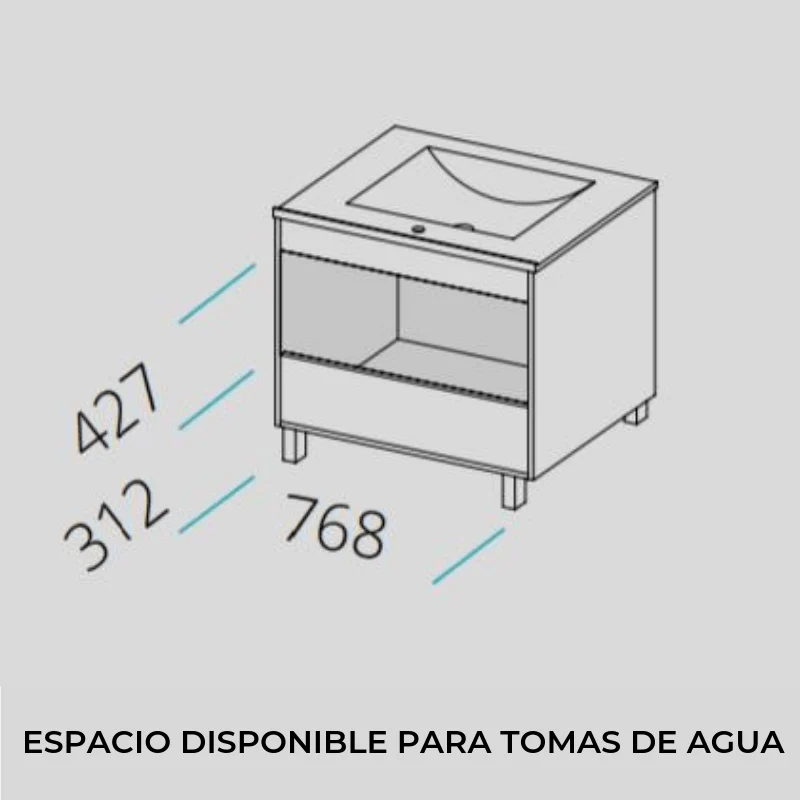 Mueble de Lavabo con Patas ALCOA - 80 cm de ancho