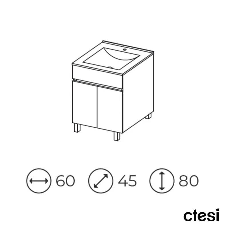 Mueble de Lavabo con Patas LUUP - 60 cm de ancho