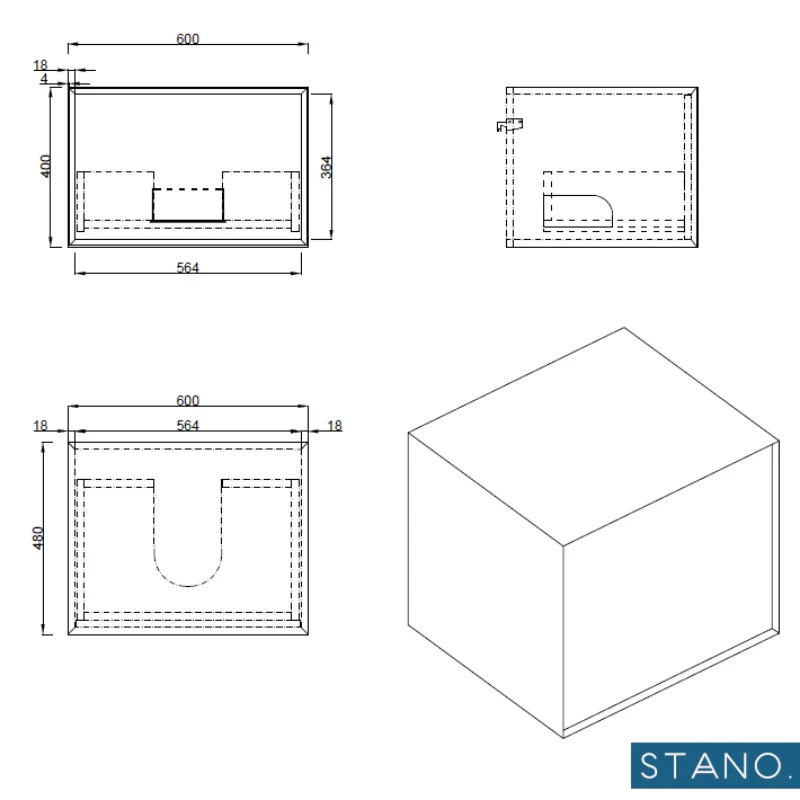 Mueble de baño MONTADO 60cm PALIO, blanco mate