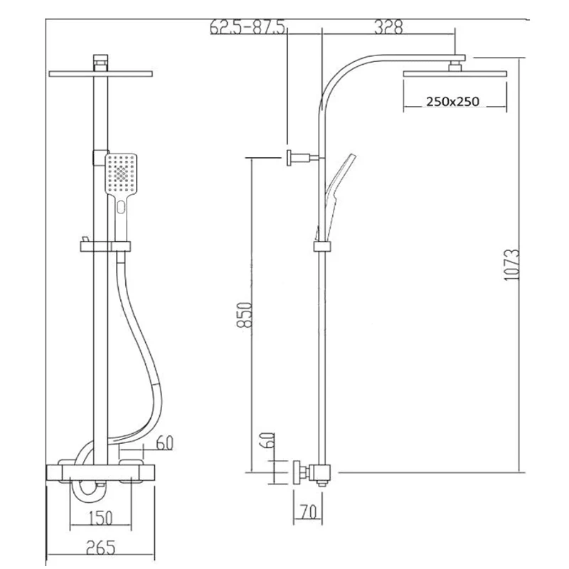 Columna de ducha termostática ACQUA negro mate, con tecnología Keepcool®