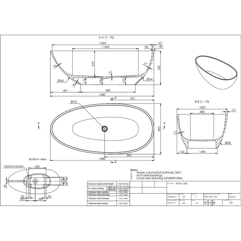 Bañera exenta Solid Surface moderna SOLEVIA
