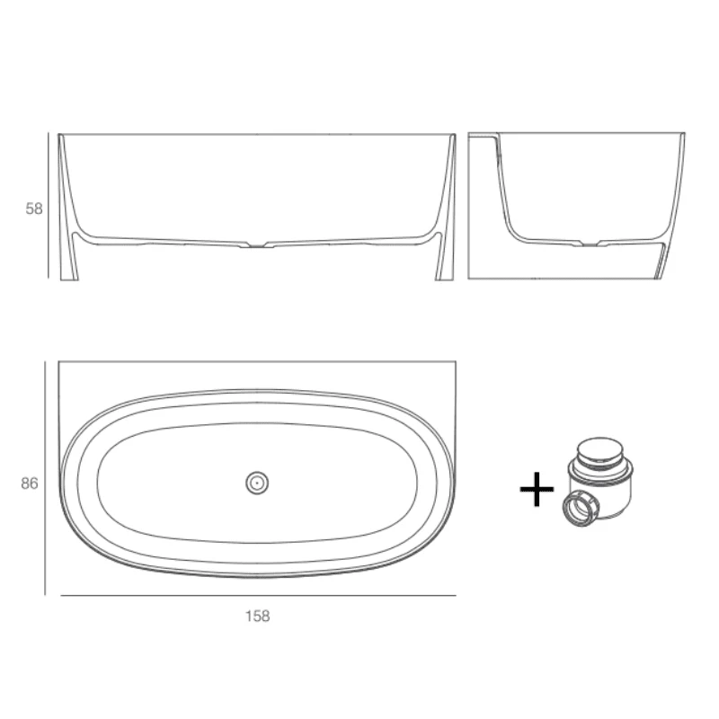 Bañera exenta Solid Surface moderna OLYSSIA